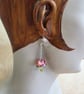 Waterlily drop earrings, origami lotus flower washi paper jewellery, gift boxed