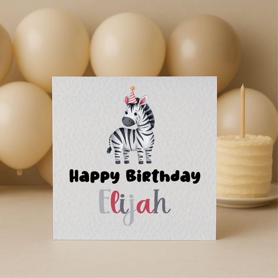   Whimsical Birthday Zebra Greeting Card