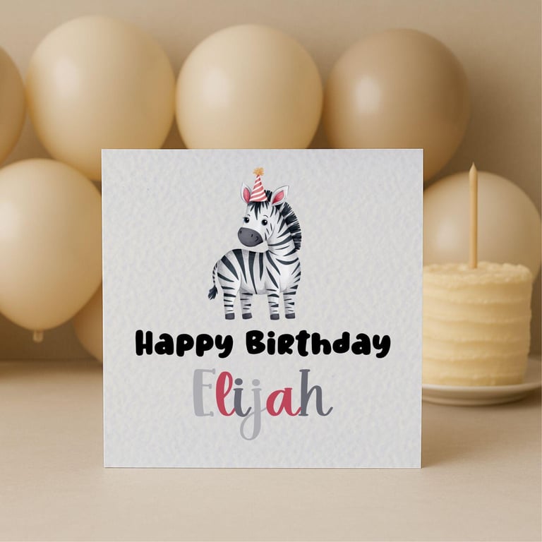   Whimsical Birthday Zebra Greeting Card