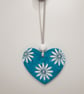 Turquoise floral heart, clay hanging decoration, gift for Mother's day  - Image 2