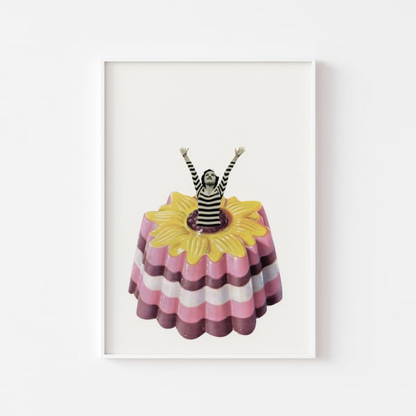 Retro Dessert Art Print - Blancmange Surprise