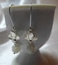  Sterling Silver & Mother of Pearl Rose & Leaves Earrings