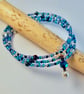 Blue Czech Glass Memory Wire Wrap Bracelet - Birthday, Anniversary, Gift For Her - Image 5