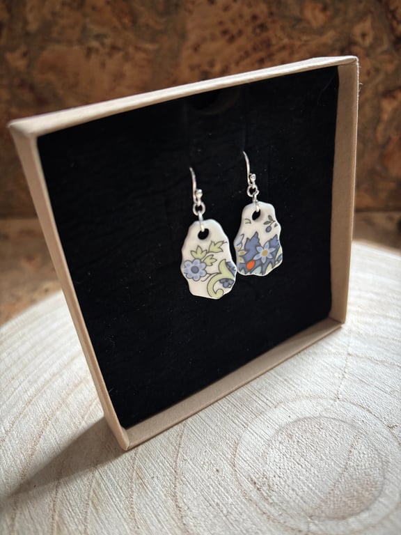 Handmade Ceramic Earrings One of a Kind Sterling Silver