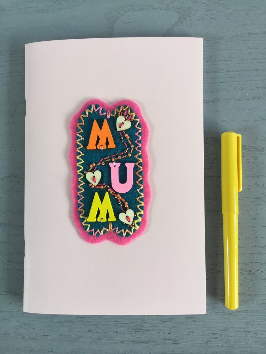 Hand Embroidered Mum Notebook and PenSet
