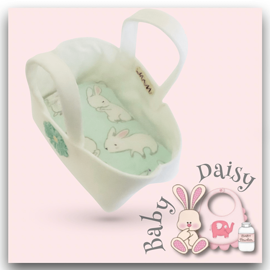 Baby Daisy White and Turquoise Carrycot