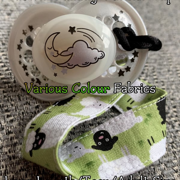 Custom (Black, Green, Grey, Brown) LONG LENGTH - ADULT Pacifier Clips