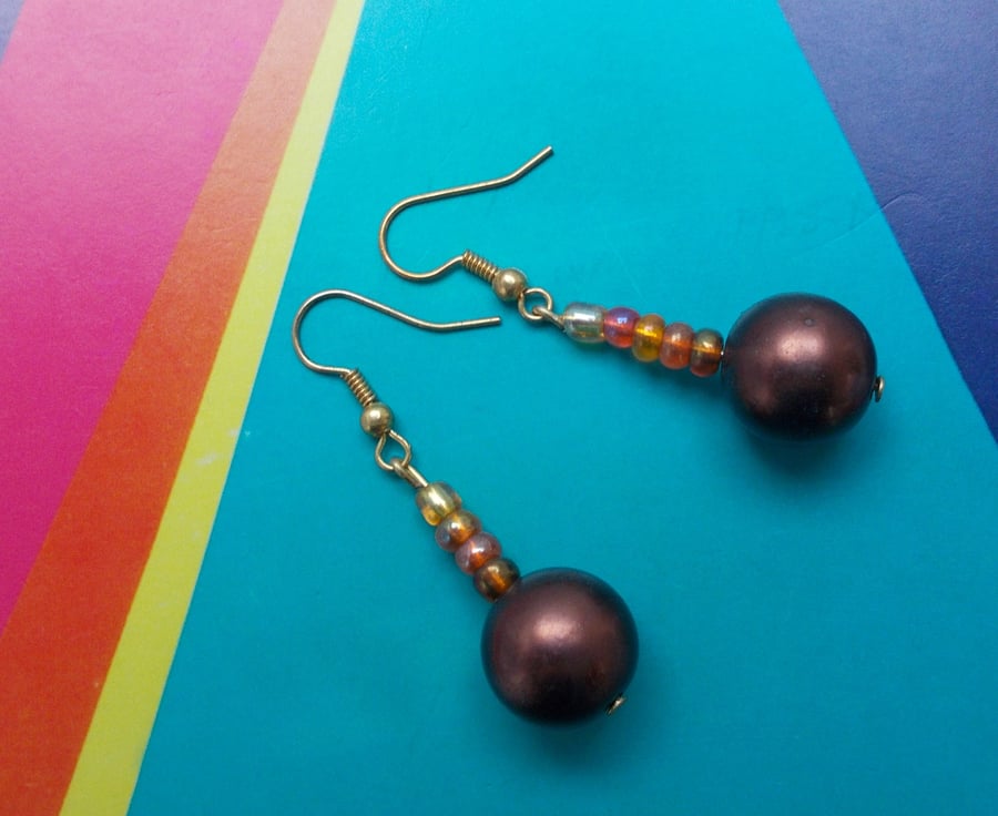 Autumnal Browns and Russets Beaded Earrings