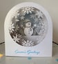 3D snowman snow globe Christmas card