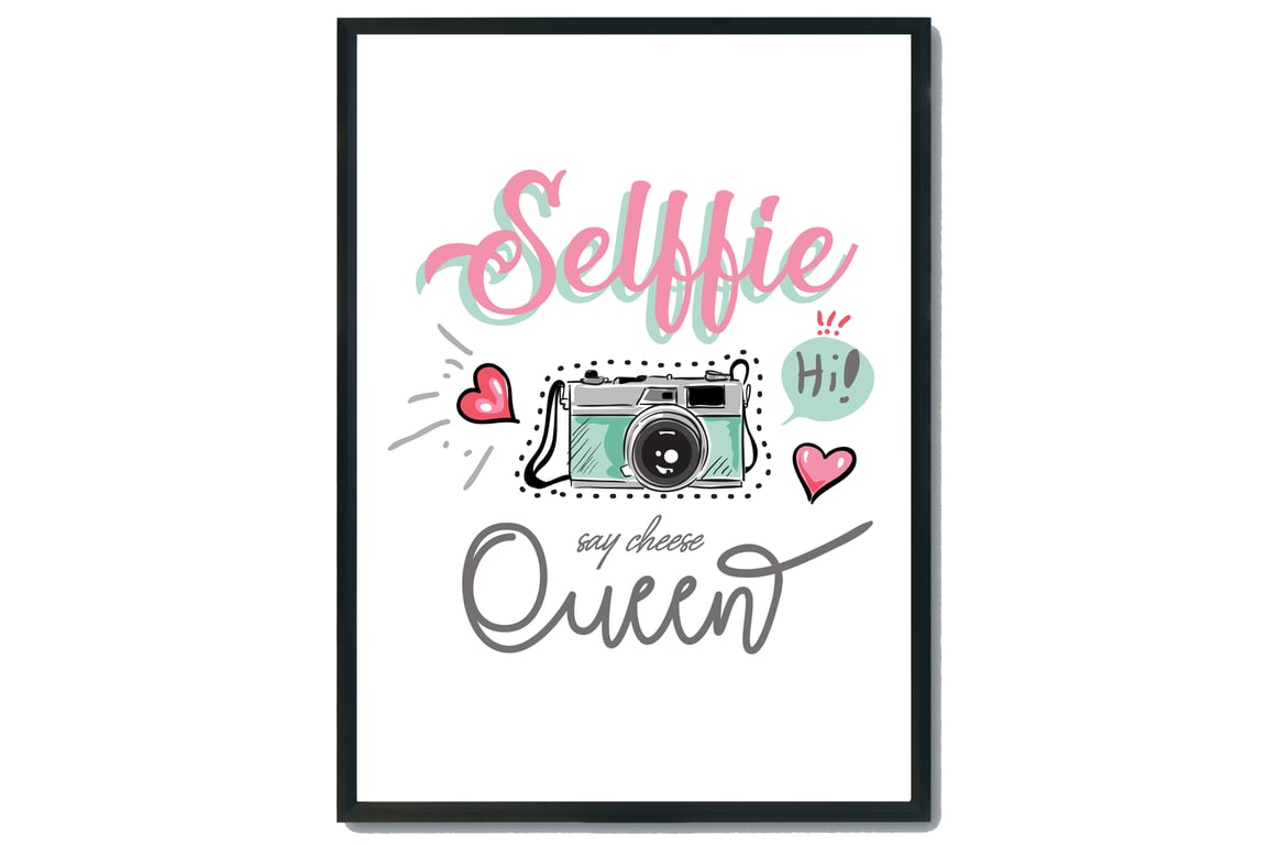 Selfie Queen girls room print, girls room quote print,  Selfie queen gift