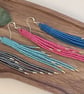 Shimmering aqua blue beadwork tassel fringe earrings - Image 4