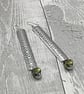 Rectangular Tubed Aluminium Tin Dangle Earrings - Vintage Green Rondelle Beads