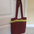 Chocolate brown, Crochet tulip bag , Crochet Bag brown, Square Bag, Crochet Purs