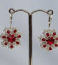 Red and Silver Beaded Crystal Earrings - Image 4