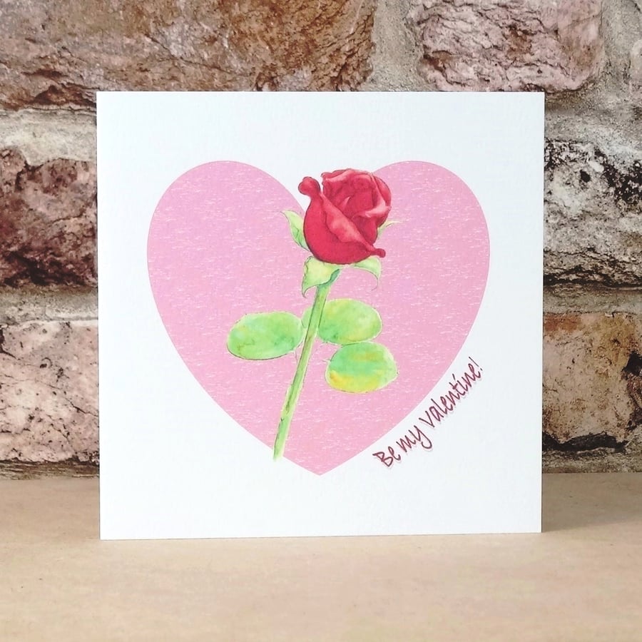 Valentine's Card Red Rosebud Heart