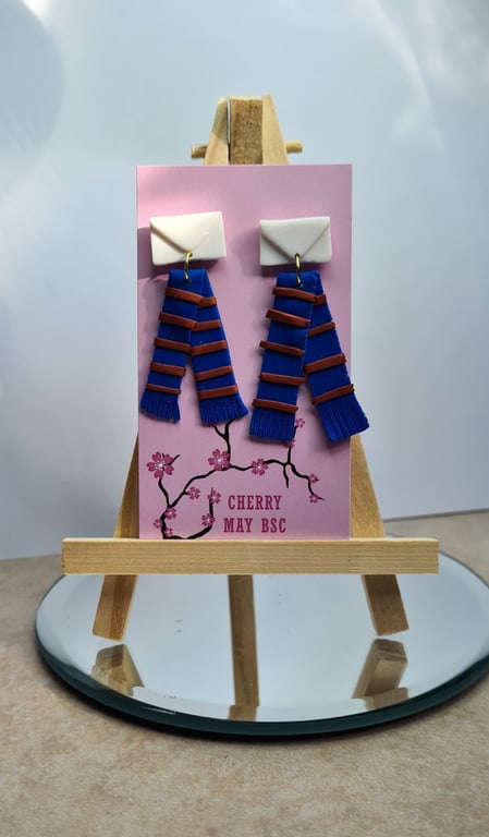 Scarf - Blue Dangle earrings