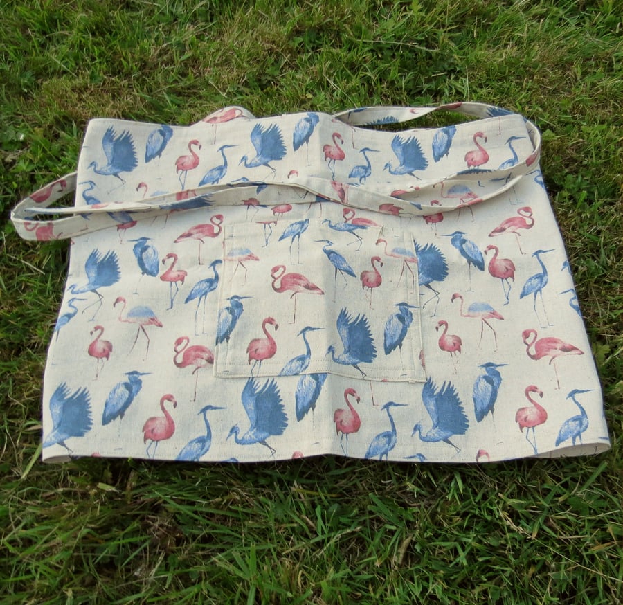 Vendor apron, half apron, flamingos, craft apron