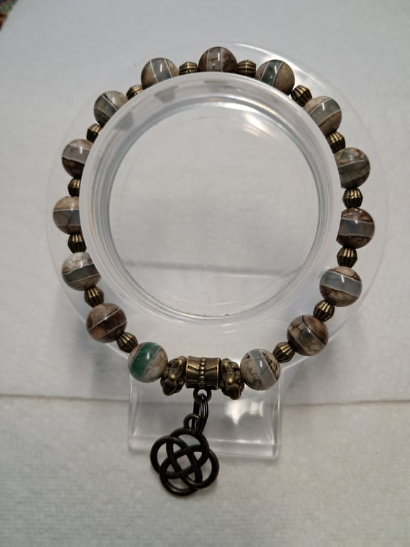 Stretch Grey Agate Bracelet 