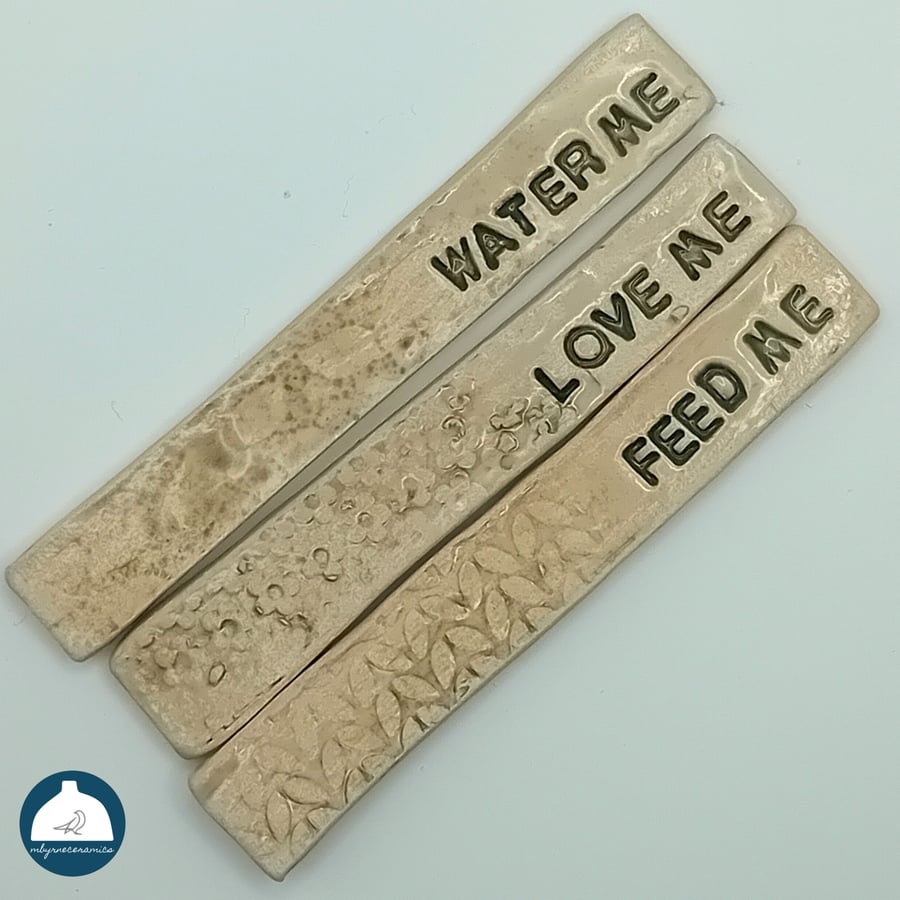 Ceramic plant labels,  set of 3
