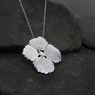 Hydrangea Flower Statement Pendant - Sterling Silver Petal Necklace 