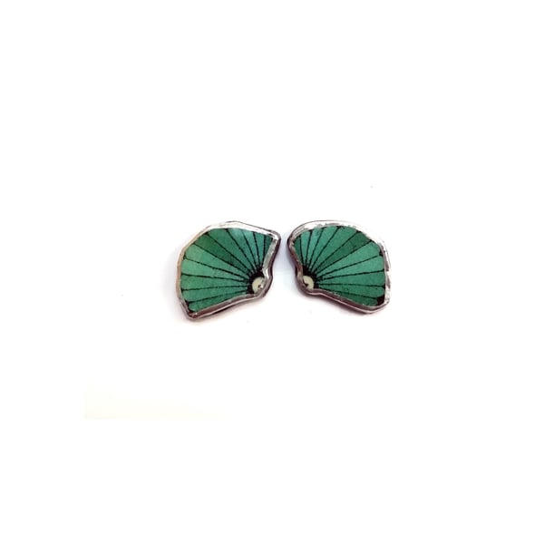 Turquoise Shell Nautical Deco Resin Ear Studs by EllyMental