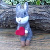 Cute needle felt rabbit with heart - valentine's gift