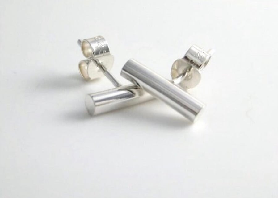 Small Chunky Sterling Silver Bar Stick Ear Stud Folksy