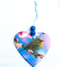 Robin Decoupaged wooden heart wall decoration. - Image 4