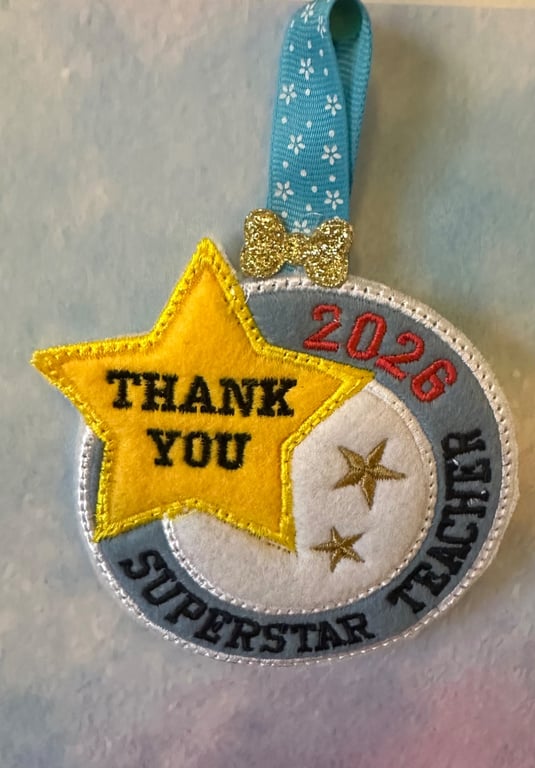 Scented Thank You Superstar Teacher 2026 Felt Medal Hanging Decoration 