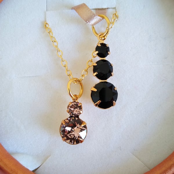 Swarovski Two Pendant Set with Gold Plate Chain Necklace 18 Inch