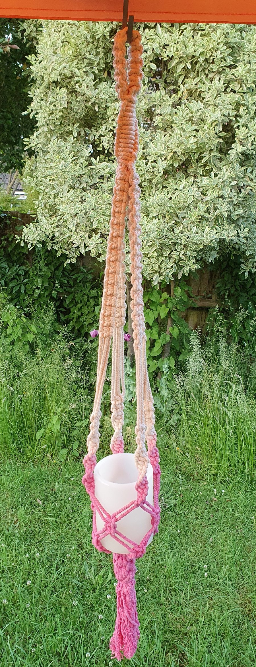 Cochineal Dip Dyed Macrame Lantern