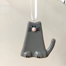 Grey Fused Glass Cat