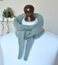 Knitted Small Scarf Triangle Scarflette Harmony Scarf Merino Silk Minty Green