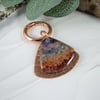 Keyring,  Copper, Resin & Crushed Gemstone Bag Charm 