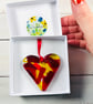 Fused glass hanging heart gold and red - Image 2