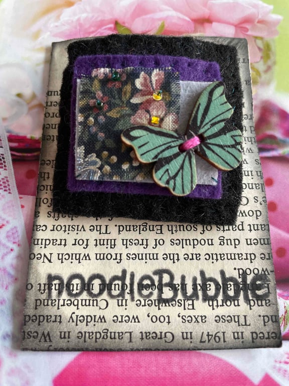 Blue and Purple Butterfly Felt Brooch 