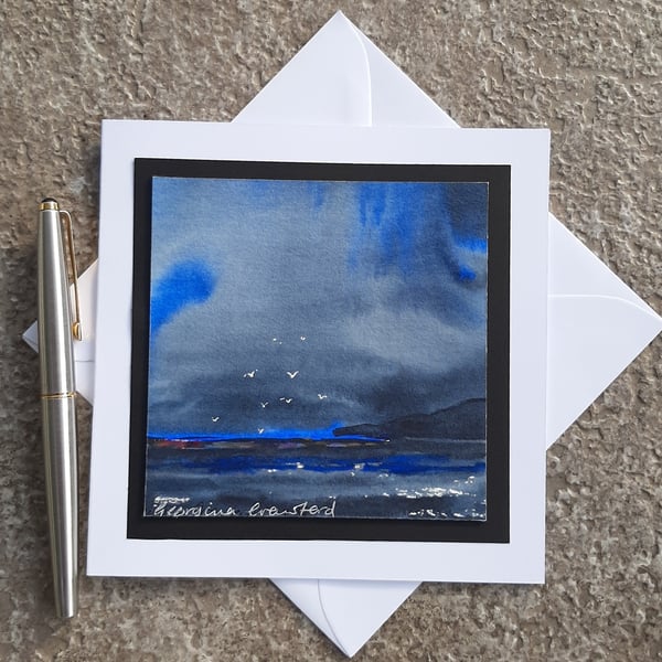 Handpainted Blank Card. Stormy Skies. The Card That's Also A Keepsake Gift