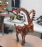 Hand Carved Wooden Ibex Statue Antique Mountain Goat Art Spiral Horns - Image 3