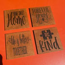  Set of 4 Wooden Engraved Coasters – Rustic Drinks Coasters – Quirky Gift Idea