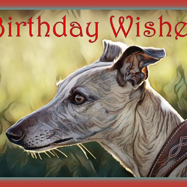 Birthday Wishes Greyhound Whippet Card A5