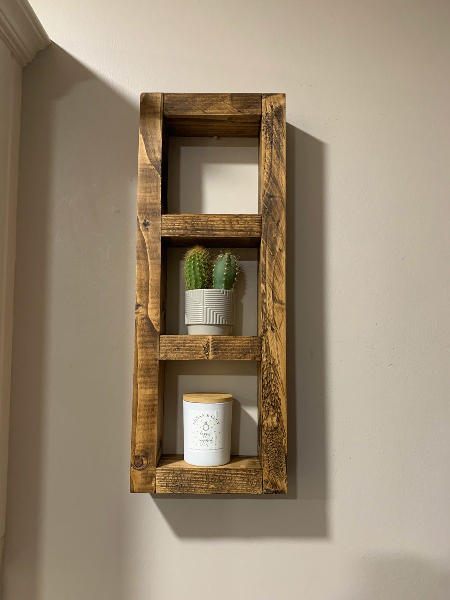 Handmade 3 Tier Shelf Unit, Reclaimed Wood Shelves, Wall Mounted or Freestanding