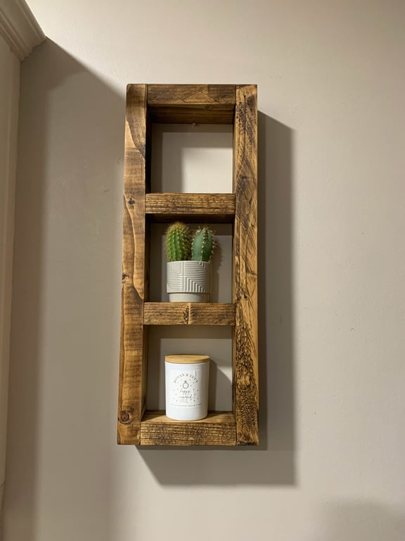 Handmade 3 Tier Shelf Unit, Reclaimed Wood Shelves, Wall Mounted or Freestanding