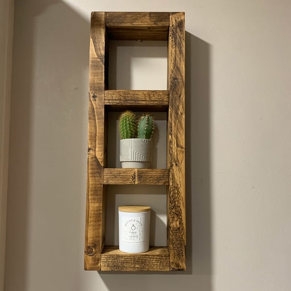 Handmade 3 Tier Shelf Unit, Reclaimed Wood Shelves, Wall Mounted or Freestanding