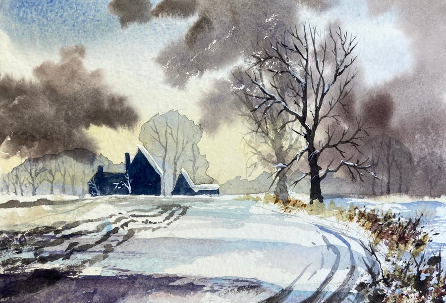 Rowland Hilder rendition (Pure Original Watercolour FULLY MOUNTED 8” x 6”)