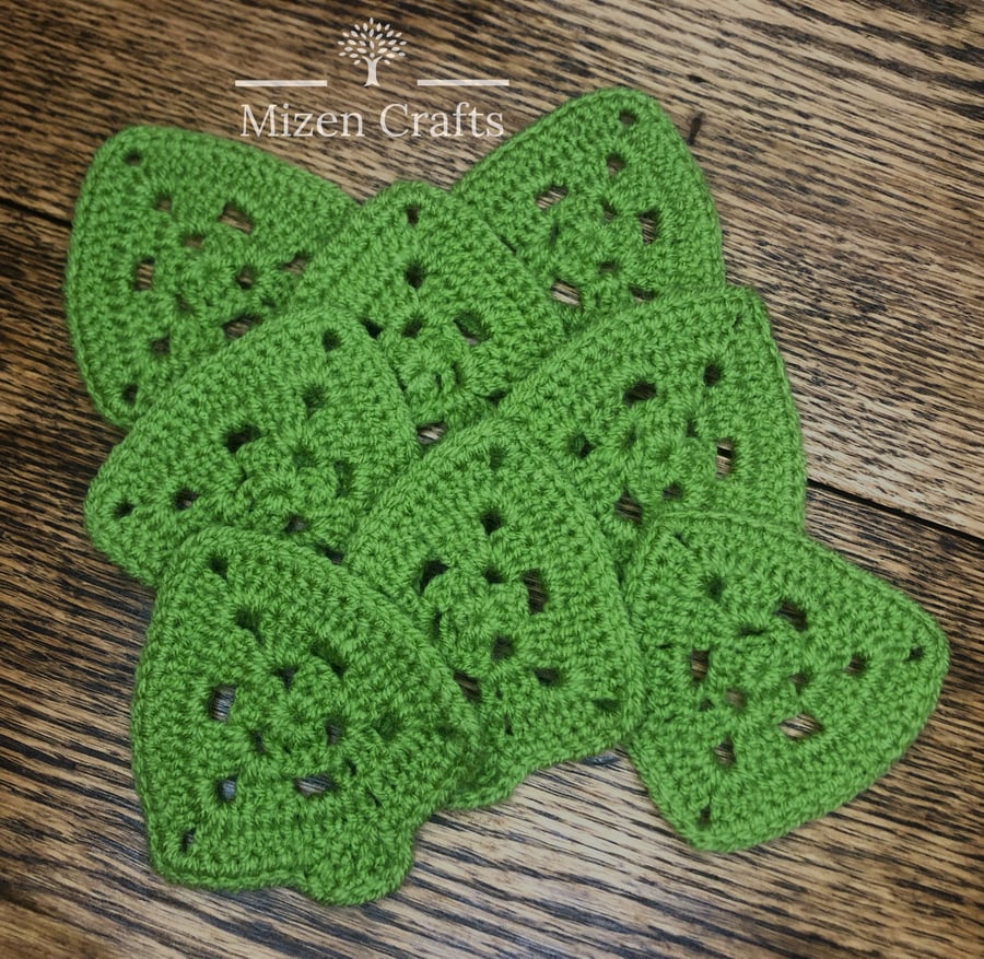 Set of 8 Crocheted Christmas Trees for Coasters or Bunting
