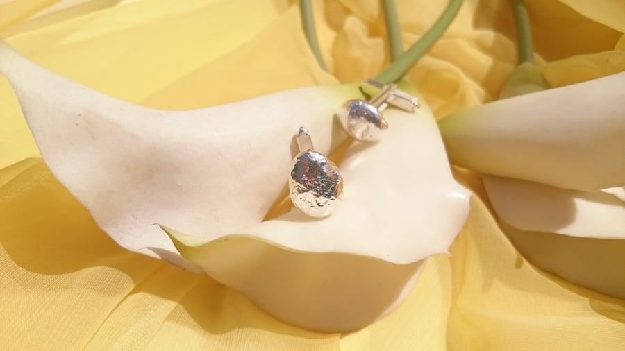 Sterling silver mushroom cufflinks