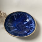Blue carved and lead impressed handmade bowl stoneware 
