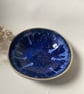 Blue carved and lead impressed handmade bowl stoneware 