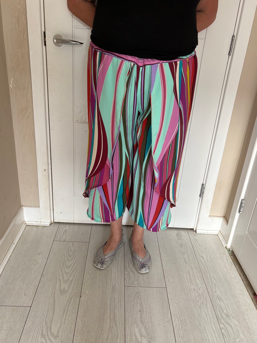 Unique, cropped, wrap around, wide leg trousers. Made to measure