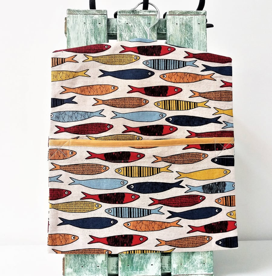 Handmade Linen Cotton Sardines Peg Bag Size 35cm x 30cm 14" x 12"